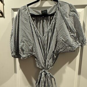 Alex Marie Navy and White Striped Long Sleeve Dress